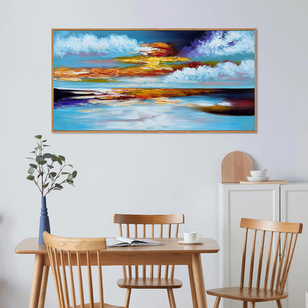 Large Wall Art Bright Abstract Hand Painted Oil Painting On Canvas Landscape Wall Home Decor Seascape Sunset Handmade Painting