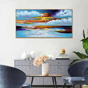 Large Wall Art Bright Abstract Hand Painted Oil Painting On Canvas Landscape Wall Home Decor Seascape Sunset Handmade Painting