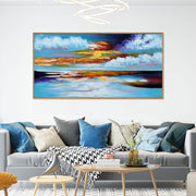 Large Wall Art Bright Abstract Hand Painted Oil Painting On Canvas Landscape Wall Home Decor Seascape Sunset Handmade Painting