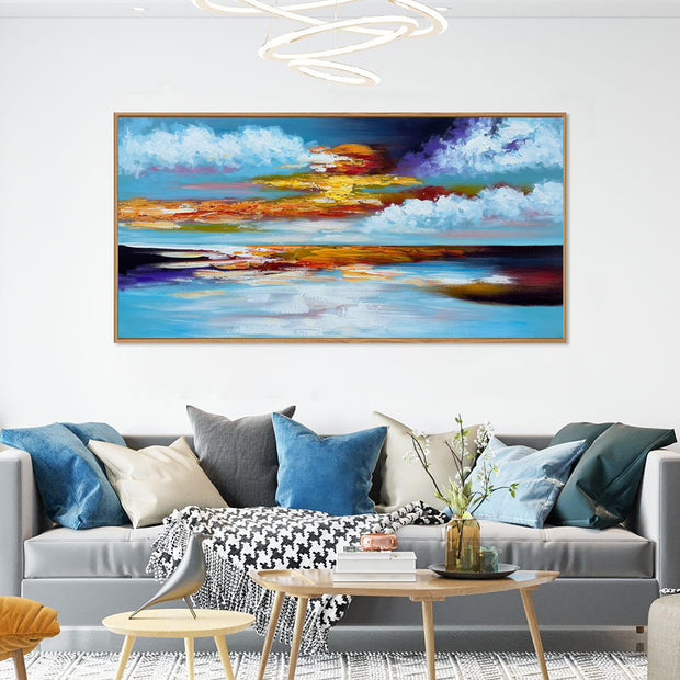 Large Wall Art Bright Abstract Hand Painted Oil Painting On Canvas Landscape Wall Home Decor Seascape Sunset Handmade Painting