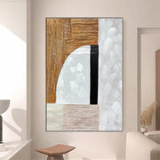 Modern Gold Simple Abstract Handmade Oil Painting Original Decoration Living Room Contemporary Home Decor Wall Art