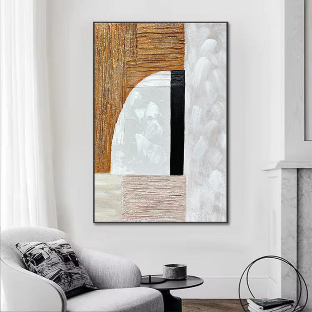 Modern Gold Simple Abstract Handmade Oil Painting Original Decoration Living Room Contemporary Home Decor Wall Art