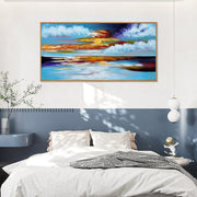 Large Wall Art Bright Abstract Hand Painted Oil Painting On Canvas Landscape Wall Home Decor Seascape Sunset Handmade Painting